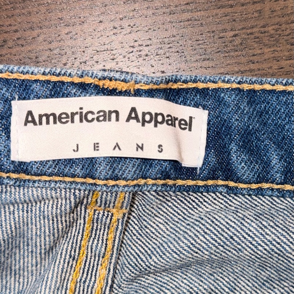 American Apparel High-Rise Cuffed Denim Shorts - Blue - Picture 4 of 5